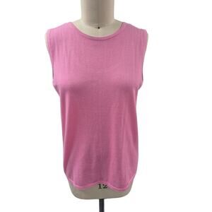 Carlisle Collection Barbie Pink 100% Cashmere Sleeveless Knit Top Sz XL NWOT